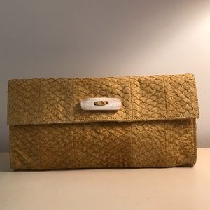 SNAKESKIN EMBOSSED LEATHER CLUTCH NWOT